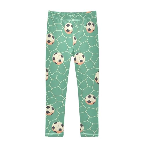 ALAZA Girls' Leggings Children's Yoga Pants Skinny Printed Dance Football Net Comfortable 4T