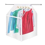 QEES Garment Bags for Storage, Translucent Waterproof Hanging Clothes Bag, Thicken PEVA Clothes Protector, Hanging Wardrobe Garment Storage Bag, Suit Bags,Closet Garment Bag YFZ48(45×20×21inch)