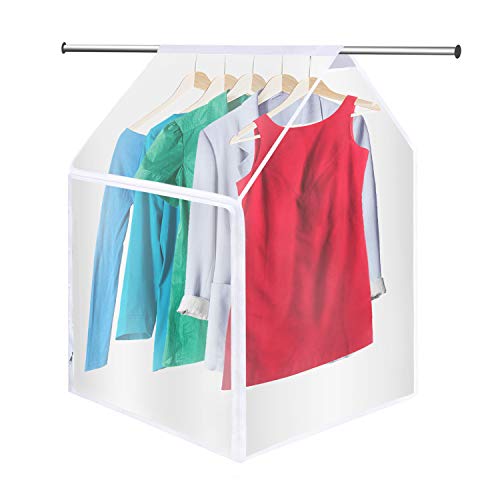 QEES Garment Bags for Storage, Translucent Waterproof Hanging Clothes Bag, Thicken PEVA Clothes Protector, Hanging Wardrobe Garment Storage Bag, Suit Bags,Closet Garment Bag YFZ48(45×20×21inch)