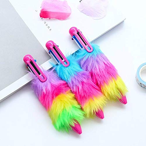 Office & School Supplies Cute Plush Rainbow Six-Color Ballpoint Pen School Office Accessories Writing Stationery