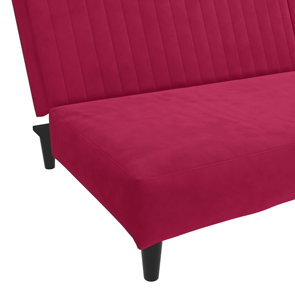 Sofá cama de 2 plazas color rojo vino terciopelo 200 x 84,5 x 69 cm, sofá cama plegable con marco de madera, mini sofá para salón, habitación de invitados, oficina