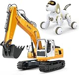 Ruko 1561 RC Excavator 3 in 1 Construction Toys for Boys and 18011 Remote Control Robot Dog