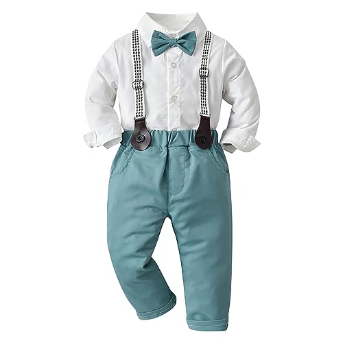 Camisa manga larga pantalones 3pcs niño caballero invierno conjunto monos trajes infantiles