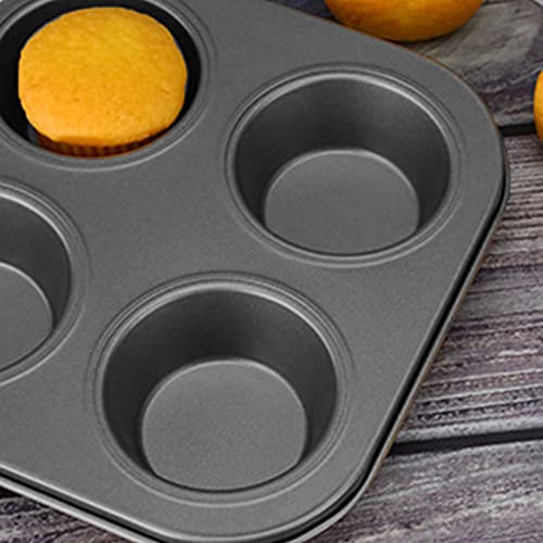 XUELIYUN Yorkshire Pudding Tray Twin Pack Muffin Tin Cookware 4 Cup for Baking Pastries (Free Brush, Black, 18cm x 22cm x 2.5cm - Image 2