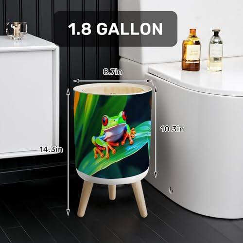 Caneca de basura plástica redonda 7L con tapa verde miniatura 2