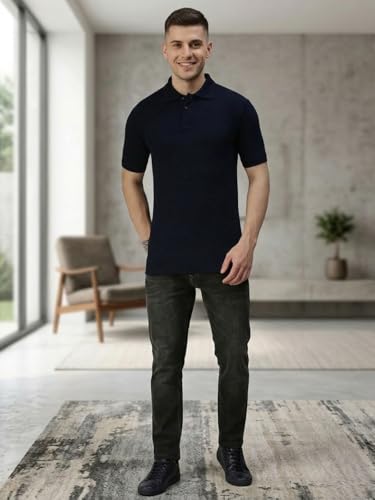 Image of Lux Cozi Men's Cotton Solid Polo Tshirt | Collar Tshirts | Half Sleeves | Stylish & Premium All Day Wear | Pack of 1