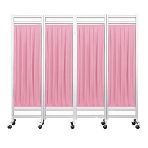 Écran de confidentialité médical rose à 4 panneaux pliable et mobile - 2
