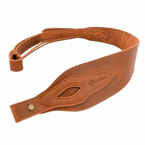 WAYNE'S DOG Leather Gun Sling Adjustable Hunting Rifle Strap with Swivels, Brown & Black (Brown, Without Swivels)