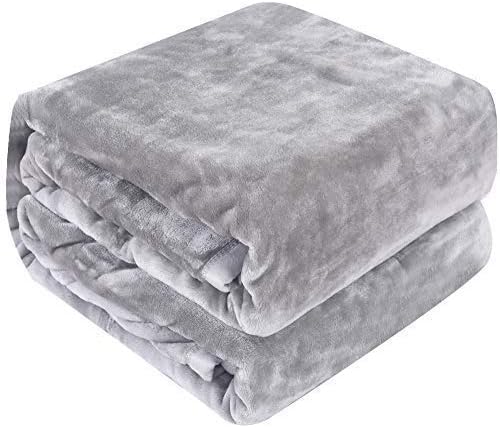 Luxury Collection Microplush Flannel Fleece Blanket | Ultra Soft 380 GSM Lightweight All-Season Anti-Static Throw/Blanket for Sofa Couch Bed (Queen (78'' x 90''), Gray)