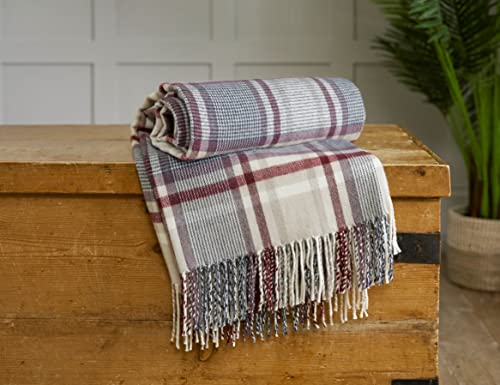 Soft Acrylic Feels Like Cashmere Malvern Check Fringed Throw Check Design 140cm x 185cm