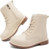 Lvptsh Women’s Ankle Boots Side Zipper Ladies Walking Booties Leather Chelsea Boots For Spring Autumn Winter Low Heel Casual Comfortable Short Booties,Beige2,EU39