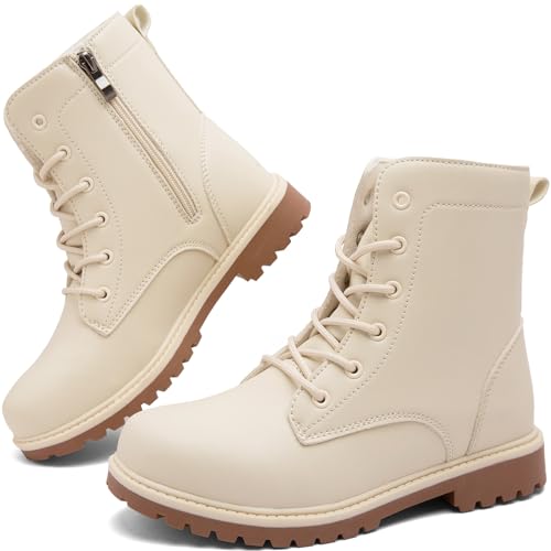 Lvptsh Women’s Ankle Boots Side Zipper Ladies Walking Booties Leather Chelsea Boots For Spring Autumn Winter Low Heel Casual Comfortable Short Booties,Beige2,EU39