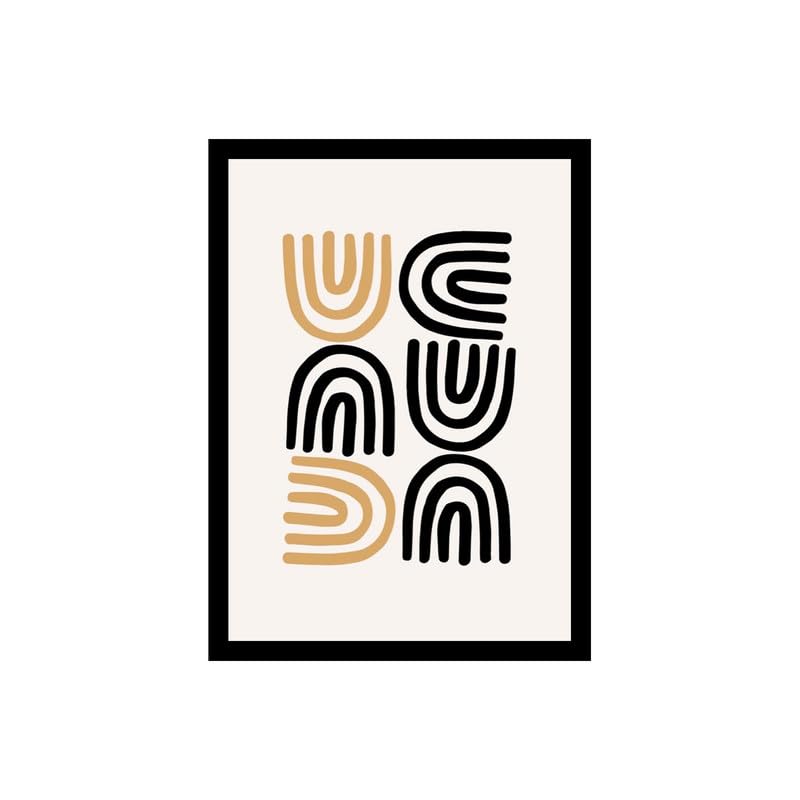 Image of BLINKART Vintage Bauhaus Retro Geometric Aesthetic Poster Gallery | Colorful Wrap Framed For Home Office Studio Living Room Modern Art Studio Decoration Abstract Shapes | (d72) | 13x10 Inch