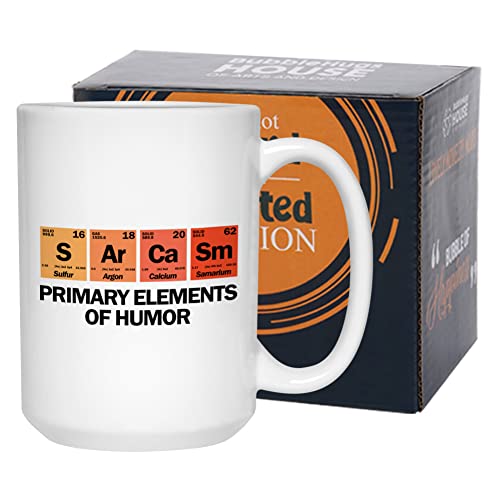 Science Coffee Mug 15 oz, Sarcasm Chemistry Periodic Table Funny Sarcastic Inspirational Gift for Graduate Student Teacher Geek Chemist Coworkers, White