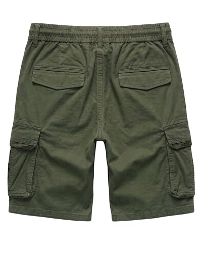 Image of L'MONTE Men's Imported Cotton Casual Relaxed Fit Outwear Cargo Shorts with Expandable Elastic Waist and Multi Pockets