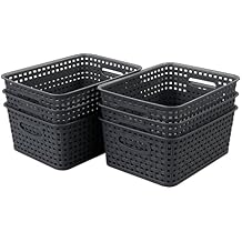 6 Packs Plastic Woven Storage Baskets, Small Storage Basket Bins