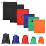 Tweruna 6 PCS Waterproof Drawstring Bags, Polyester Small Drawstring Bags in Different Size for Sports, Gym, Travel, Yoga, Swimming, Beach (6 Colors)