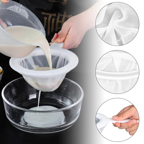 Tenbrachian 2 Pcs Filtre à Tamis Fin, Passoire Alimentaire Ultra Fine en Nylon, Tamis de Cuisine à Mailles Fines, Passoire Mailles avec Poignée 100 Mailles et 300 Mailles pour Filtre Jus Lait Thé Café – vue 4