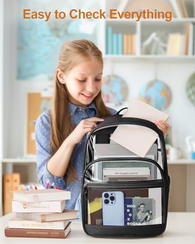 Kimnerpu Clear Backpack, Heavy Duty Transparent Bookbag For School thumb #3