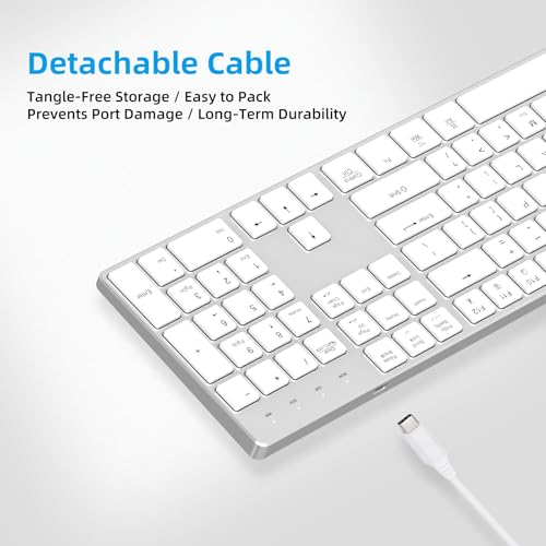 Clavier filaire rétroéclairé blanc avec double interface USB A et USB C pour PC et Mac