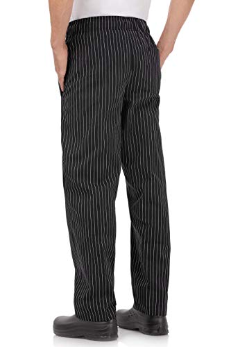 Chef Works Men's Designer Baggy Chef Pants, Black W/ Wht Pinstripe, X-Large #TOP25