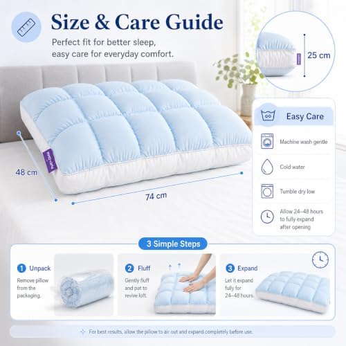 Xeijayi SOYE Cloud Pillow, Korean Style Marshmallow Puff Pillow for Sleeping, Soft Cooling Mellow Sleep Pillow for Side, Back and Stomach Sleepers, Cozy Puff Bed Pillow,White - 4