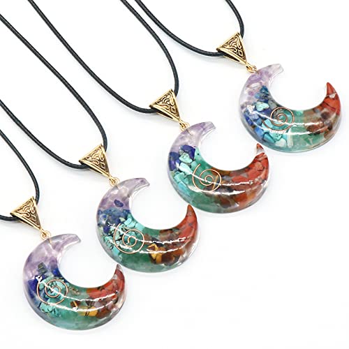 ストーンネックレス ムーンシェイプ エネルギー ナチュラル オルゴンクリスタル 振り子 ラッキージュエリー