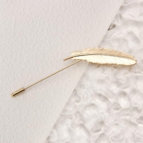 Image of wynameleri Men's Metalic Brooches and Pins, Gold Lapel Pin for Men, Shirt Stud Flower Deer Feather Pins