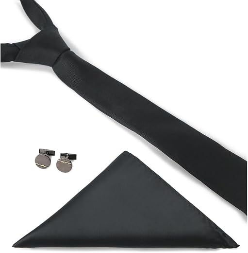 Peter England Men's Formal Accessory Set | Tie, Pocket Square & Cufflinks | Sharp & Stylish Ensemble