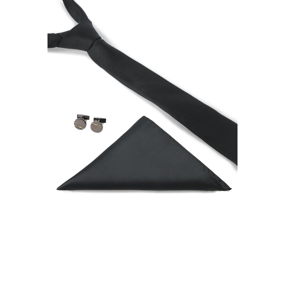 Peter England Men's Formal Accessory Set | Tie, Pocket Square & Cufflinks | Sharp & Stylish Ensemble