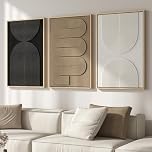 Large 3D Textured Framed Boho Neutral Abstract Wall Art for Living Room, 3 Piece Modern Paintings Artwork for Walls, Black White Brown Minimalist Geometric Pictures for Hallway Office Wall Decor 24x36
