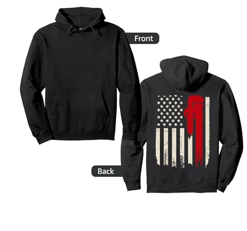 Plumber American Flag Patriotic Plumbing Wrench Pipefitter Pullover Hoodie