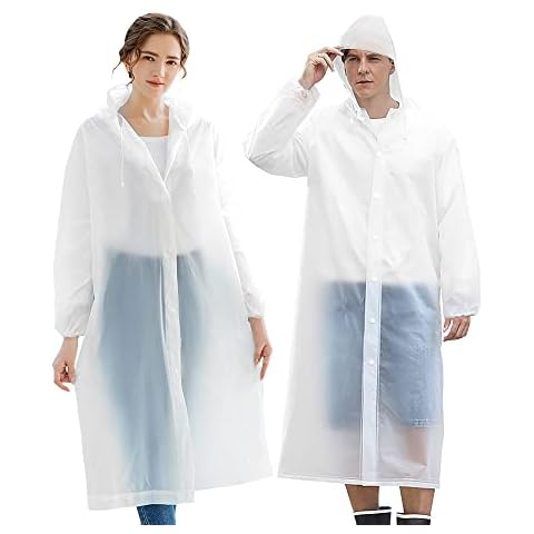 2 Pack Portable Rain Ponchos, Chyaya Reusable Raincoats Waterproof Ponchos for Adults with Hood and Sleeves, Suitable for Festivals, Sightseeing, Camping, Theme Parks and Everyday Commute Cover