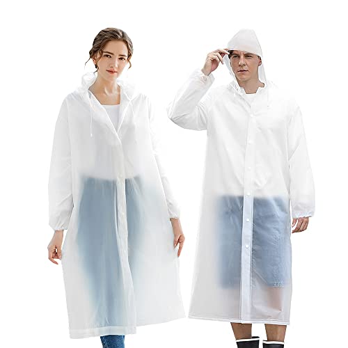 Chyaya 2 Pack Portable Rain Ponchos, Reusable Raincoats Waterproof Ponchos for Adults with Hood and Sleeves, Suitable for Festivals, Sightseeing, Camping, Theme Parks and Everyday Commute