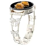 Cinturino Metallo Diamante Farfalla Compatibile con Samsung Galaxy Watch Band 7/FE/6/5/4/3 & Watch 5 Pro & 6/4 Classic & Gear S3/S2, 20mm & 22mm - Luce Stellare