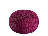 kreatives Wohnen Pouf Premium ø45cm Sitzhocker Strickpouf Innen Terrasse Pool Garten nachhaltig Bordeaux - Amaranth