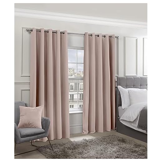 Emma Barclay Cali Eyelet - Woven Thermal Blackout Eyelet Curtains in Blush Pink - Width 46 x Drop 54" (116 x 137cm)