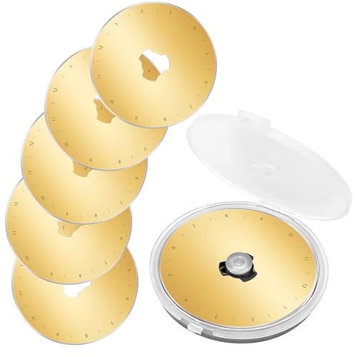 Titanium Coated Rotary Cutter Blades 60mm 5 Pack Replacement Blades for Fabric Sharp and Durable Rotary Cutting Blades for Quilting Scrapbooking Sewing Arts & Crafts (5pack 60mm)