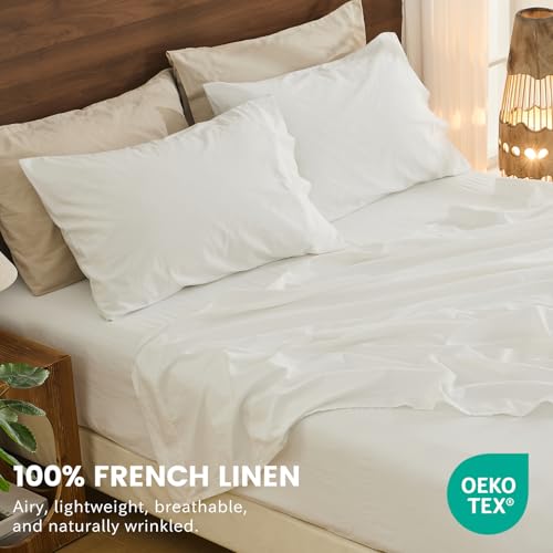 Image of Bedlifes 100% French Linen Cal King Bedding Set - 18-24 inch Extra Deep, 4Pcs | Soft & Durable, Breathable & Cooling, Flax Linen Sheet, OEKO-TEX Certified, Moisture Wicking, Easy Care, Machine Washable