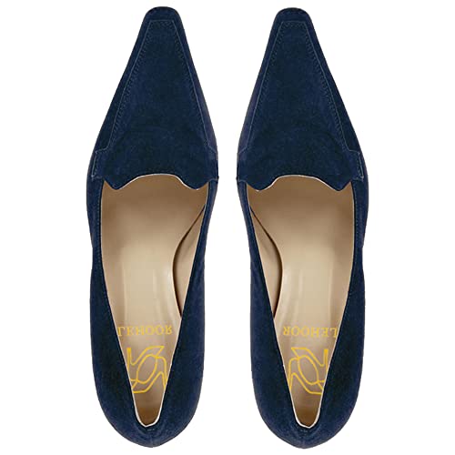 Image of LEHOOR Women Vintage Chunky Block Heel Pumps Shoes Square Pointed Toe Slip On Formal Office Work Business Loafers Shoes Suede Snakeskin Cone Heel Oxford Shoe Ladies Professional Chic Fall 4-11 M US