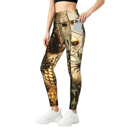 Ropa de gimnasio para mujer que evita transparencias con mallas de talle alto y purpurina