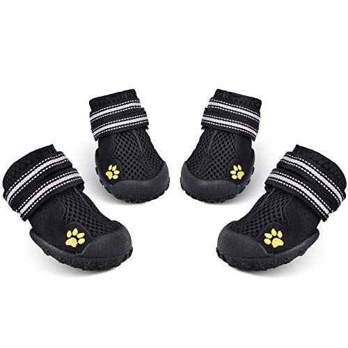 HiPaw Summer Breathable Dog Boot Reflective Strap Rugged Nonslip Sole for Hot Pavement