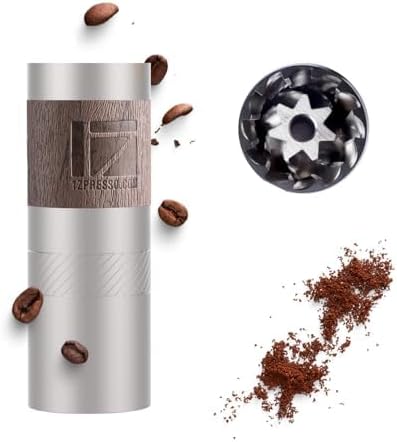 1Zpresso Q Manual Coffee Grinder Heptagonal Version Foldable Handle Mini Slim Travel Size Fits in Piston Assembly Stainless Steel Conical Burr Numerically Adjustable Setting
