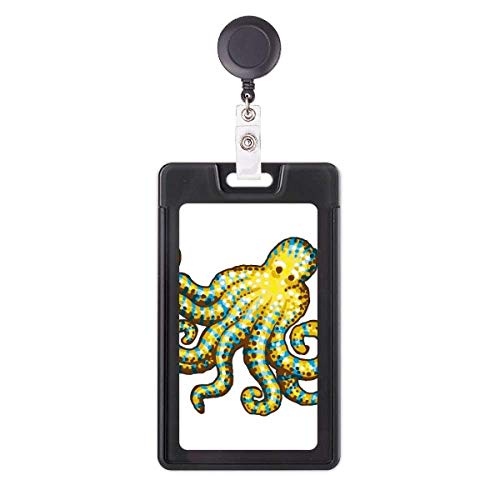 Funda retráctil para tarjetas de pulpo marino, portacredenciales de caricatura con clip