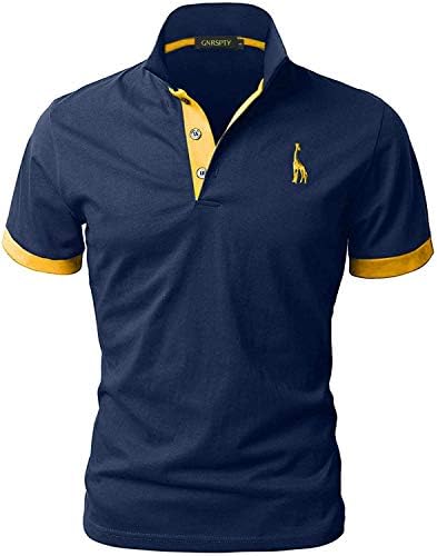 GNRSPTY Poloshirt Herren Kurzarm Polohemd Giraffe Stickerei Einfarbig T-Shirt M-3XL