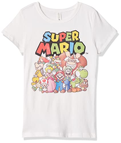 Nintendo Girls' Group Shot T-Shirt, White, S