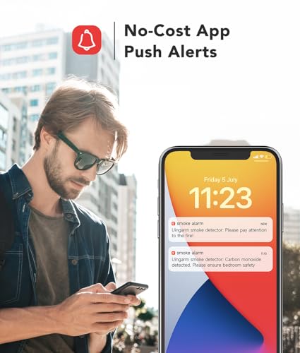 Wi-Fi Smoke Detector with Real-Time Notifications, 3-Pack