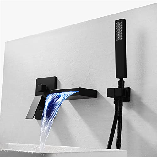 Robinet baignoire cascade LED anti-brûlure avec douchette Nero - 5