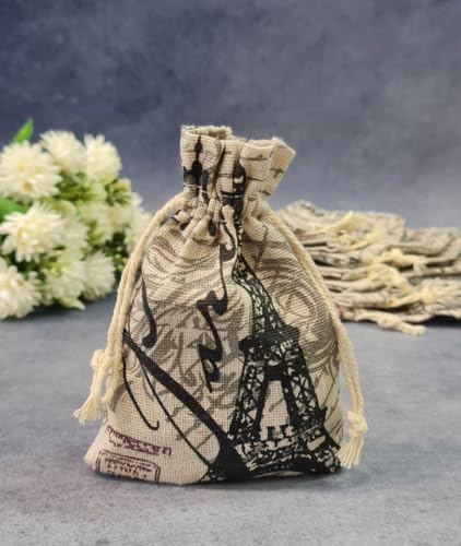 Image of SATYAM KRAFT 100 Pcs Jute Potli Bags for Wedding, Return, Festive Gifting, Eco-Friendly, Handmade Drawstring Bags for Jewelry, Sweets, Dry, Party, Reusable & Biodegradable (Pack of 100) (Multi color)