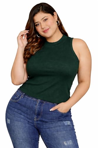 Image of FUNDAY FASHION Women's Solid Ribbed Crop Relaxed Fit Tank Top Plus Size for Women's